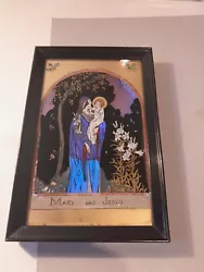 Buy Vintage Framed Picture Mary And Jesus Real Butterfly Wing Hand Painted  • 31£