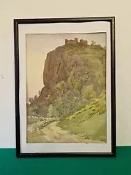 Buy Vintage Framed Unsigned Ruins On A Mountain Watercolour Painting • 4.99£