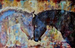 Buy Original Mario Mendoza Oil Canvas Equestrian Equine Horse Painting Abstract Art • 1,995£