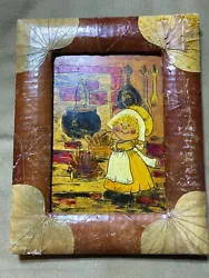 Buy Vintage  Folk Art Little Girl By Fireplace Scene  Oil Painting - Framed • 26.96£