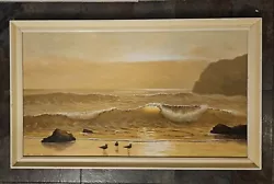 Buy Framed Oil Painting - Beach Scene With Seagulls At Sunrise - R Pethick Williams • 59.99£