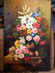 Buy Flowers Oil Painting On Canvas With Certificate • 240£