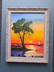 Buy Lee Reed Fine Art 16x12in Framed Sun Set Tree  Original Acrylic Oil Painting New • 85£