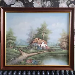 Buy Vintage Country Cottage Large Oil Painting Signed W Reynolds Cottagecore Pretty • 39.99£