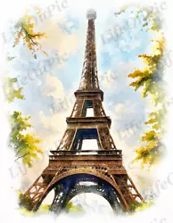 Buy Digital Picture Photo, Wallpaper Background Paris Downtown Cityscape, Eiffel • 1.51£