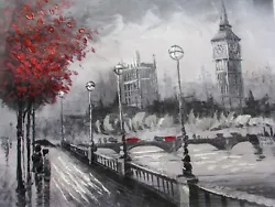 Buy London Large Oil Painting Canvas Print England British Art City Black White Red • 12.95£