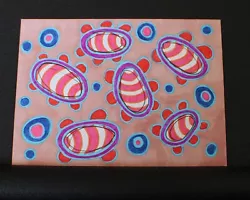 Buy Pale Pink Blue Abstract Retro Original ACEO Art Card Mixed Media Mini Artwork • 2.49£