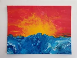 Buy 'Sunburst' Original Handmade Unique Fluid Art Acrylic Painting 30x40x0.3cm  • 45£