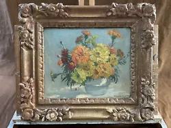 Buy Antique Original Oil Painting Gilbert Flowers Floral Arrangement Framed Canvas • 150£