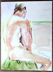 Buy Man Model Sitting 1998 An VINTAGE Original Watercolor Aquarel Painting Unframed • 185.85£