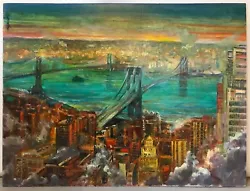 Buy East River, New York City  30x40 In. Oil On Panel By Hall Groat Sr. • 2,756.23£