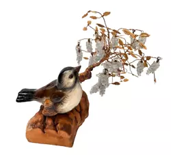 Buy VTG Ceramic Bird With Copper Wired Lucite Beaded Bonsai Tree Sculpture Art, MCM • 26.87£