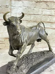Buy Art Deco Sculpture Abstract Bull Ox Bronze Statue Figurine Lost Wax Method Decor • 188.53£