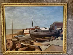 Buy Vintage British Modernist 20th Century Seascape Whitstable Beach Oil Painting • 195£