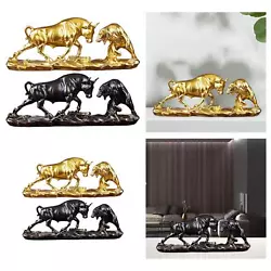 Buy Bear And Bull Statue Decor Cow Sculptures For Desktop Living Room Bookcase • 28.78£