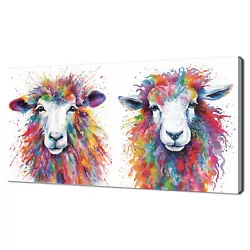 Buy Two Colourful Sheep Animals Watercolour Painting Style Canvas Print Wall Art • 22.50£