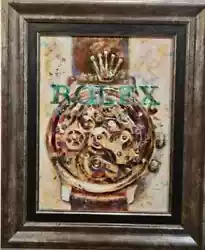 Buy Original Mario Mendoza Swiss Rolex Watch Oil Painting Canvas Clock Vintage Men • 1,175£