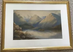 Buy Monogram J E C 1860 Framed Antique Watercolour Greenland Mountain Lake Scene  • 29£