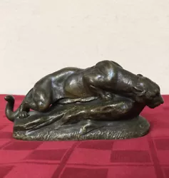 Buy Clovis Edmond MASSON Antique French Bronze Cougar Cat Sculpture Statue Foundry • 803.24£