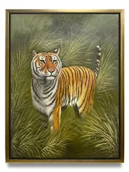 Buy NY Art-Original Oil Painting Of Still-Life Tiger On Canvas 12x16 Framed • 137.59£