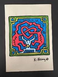 Buy Keith Haring Signed Abstract Painting On Paper - Heart  11.75” X 8.25” • 394.52£