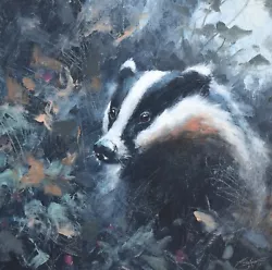 Buy John Silver Original Acrylic Painting Of A Badger Amongst Foliage British Art • 159£