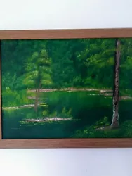 Buy Forest Scenery.Title:Green Reflections. Original Oil Painting Framed 18  X 14  • 40£