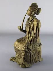Buy Statue Bronze African Cast Sculpture Woman With Pipe Signed Vintage Xx Century • 234.34£