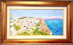 Buy Diane Monet Santorini Framed Original Oil List $24K Greece Island Aegean Sea  • 6,614.95£