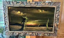 Buy Original Southwest Desert Sunset W/Cactus On Velvet Painting. Bronzes,Golds • 48.79£