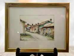 Buy Vintage 1986 Framed Watercolor Painting Of Village Scene 20x25.5cm Signed Sweden • 24.81£