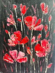 Buy Red Poppy Field Oil Painting  Flower Paintings Original Fine Art • 33.07£
