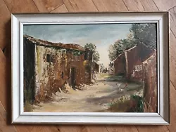 Buy Large Vintage Mid Century Framed Oil Painting French Farmhouse  • 125£