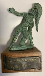 Buy Vintage 'Death Of Achilles' Bronze 5 Sculpture Arte Etrusca Guerriero Wood Base • 74.42£