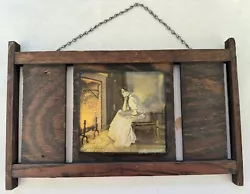 Buy VTG Signed Lou Mayer Painting Woman In Fireplace Art Print Wood Frame Wall Decor • 330.74£