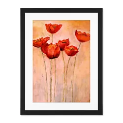 Buy Flower Red Poppies Painting Framed Wall Art Print 18X24 In • 36.99£