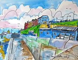 Buy Original Watercolour Painting Dunes Amusements With Cromer Pier View • 25£