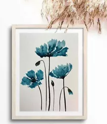 Buy Poppies Flower | Original Painted | Watercolour Painting | Botanical | Signed • 20£