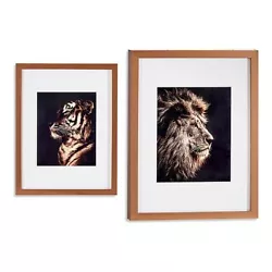 Buy Painting Tiger Lion Crystal Bronze Particleboard [33 X 3 X 43 Cm] • 37.13£