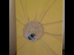 Buy Original Art Painting, 'Bee A Sunflower', Sml Box Canvas, Varnished Matte, SBArt • 45£