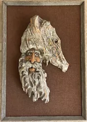 Buy Vintage Driftwood Hand Carved Bearded Man Wood Spirit Framed Art Sculpture 14x20 • 176.14£