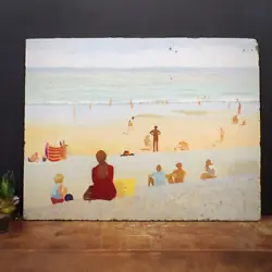 Buy Beach Scene Painting Original Large Unframed Coastal Decor Seaside Seascape Used • 48£