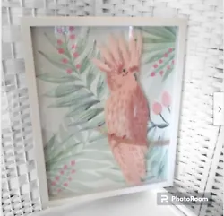 Buy Pink Cockatoo Painting 80's Tropical Style Pastel Colours Birds Retro Vintage • 16.99£