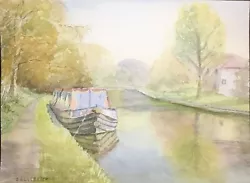 Buy Original Watercolour Painting Canal Narrow Boat Moored Up By J Ellerbeck • 9.99£