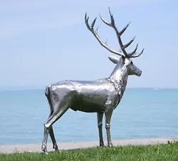 Buy Life-Size Red Deer Stag Garden Park Sculpture Stainless Steel. L175 X H 208 CM • 4,817.28£