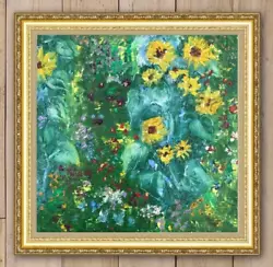 Buy Sunflower Oil Painting Pink Artwork Original 10 By 10 Impasto Floral Garden Art • 31.01£