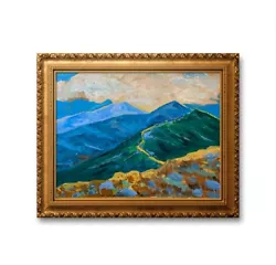 Buy Bob Ross Style Oil Mountains Painting Large Art Tree Landscape Acrylics Art • 456.75£