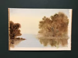 Buy Vintage Unframed Misty Lake Scene Watercolour Painting  By P F Bridge • 2.99£