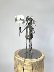 Buy Scrap Metal Cat & Sign Purrfect Recycled Welded Feline Sculpture 15 X9 Cm 175g • 13.99£