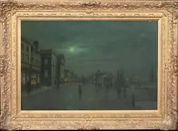 Buy 19th Century Moonlit Glasgow Docks Landscape JOHN ATKINSON GRIMSHAW (1836-1894) • 11,250£